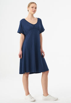 Linnenmix Jersey Jurk Marineblauw