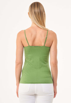 Dames Lyocellmix Spaghettibandjestop Grass Green