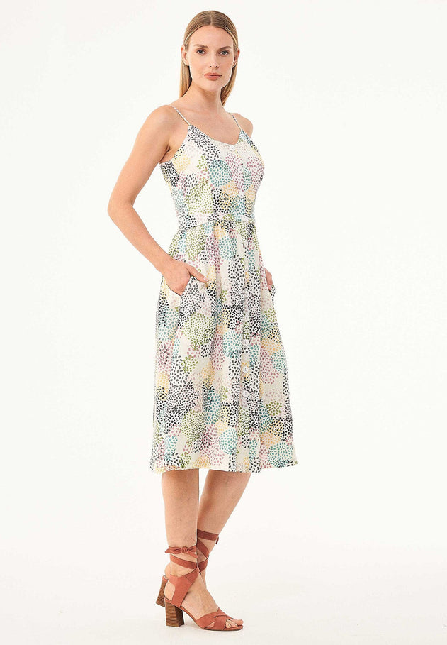 Spaghettibandjes Knoopsluiting Multi Color Spots Jurk