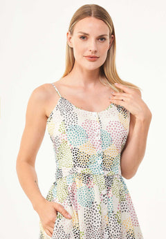 Spaghettibandjes Knoopsluiting Multi Color Spots Jurk