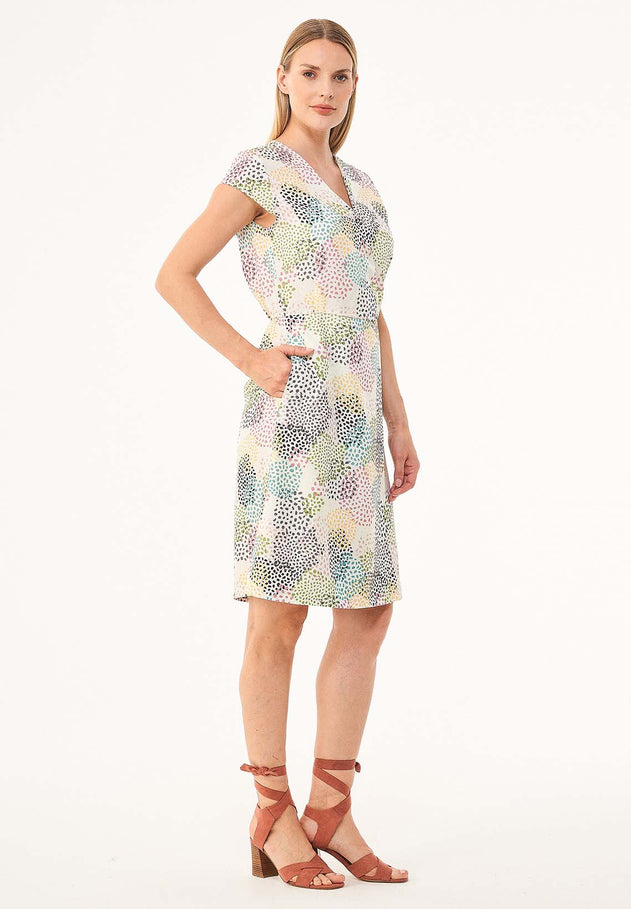 V-hals Elastische taille Multi Color Spots Jurk