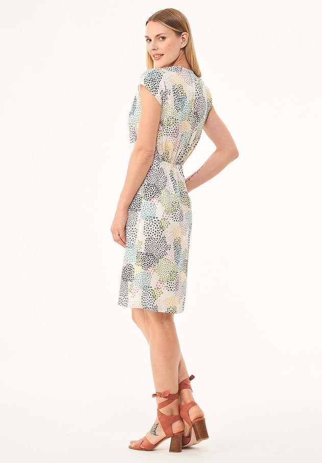 V-hals Elastische taille Multi Color Spots Jurk