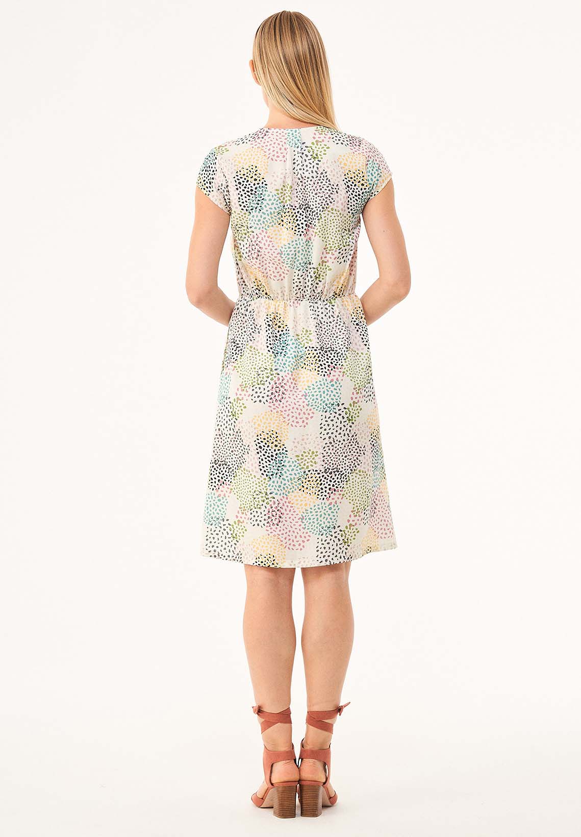 V-hals Elastische taille Multi Color Spots Jurk