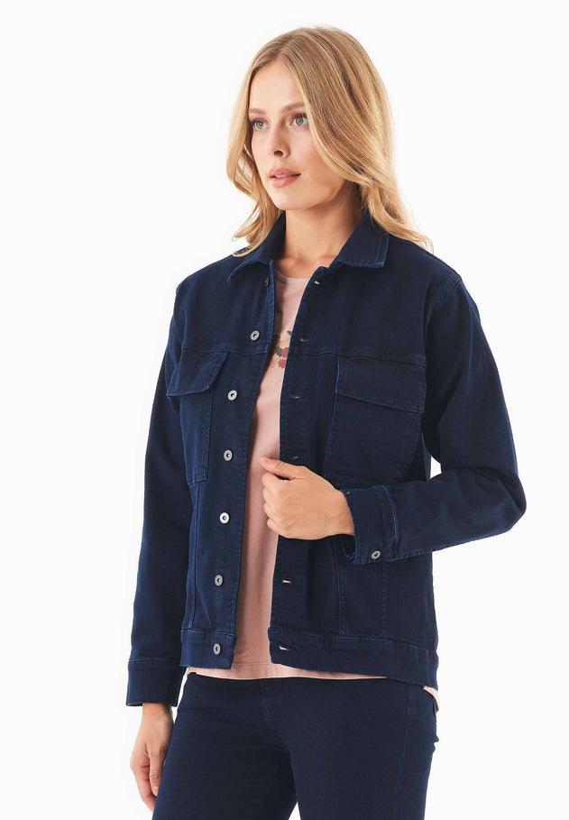 Women's Organic Cotton Denim Jacket Dark Navy