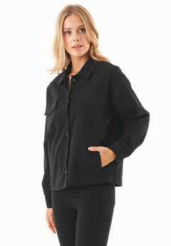 Women's Oversized Shirt Jacket Black