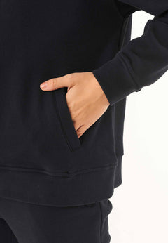 Quarter-Zip Organic Cotton Hoodie Black