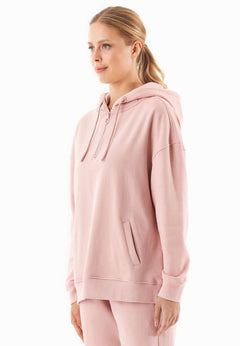 Quarter-Zip Organic Cotton Hoodie Dusty Pink