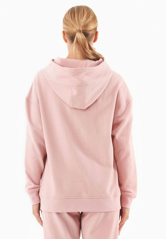 Quarter-Zip Organic Cotton Hoodie Dusty Pink