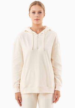 Quarter-zip Hoodie Gebroken wit