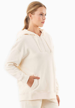 Quarter-zip Hoodie Gebroken wit