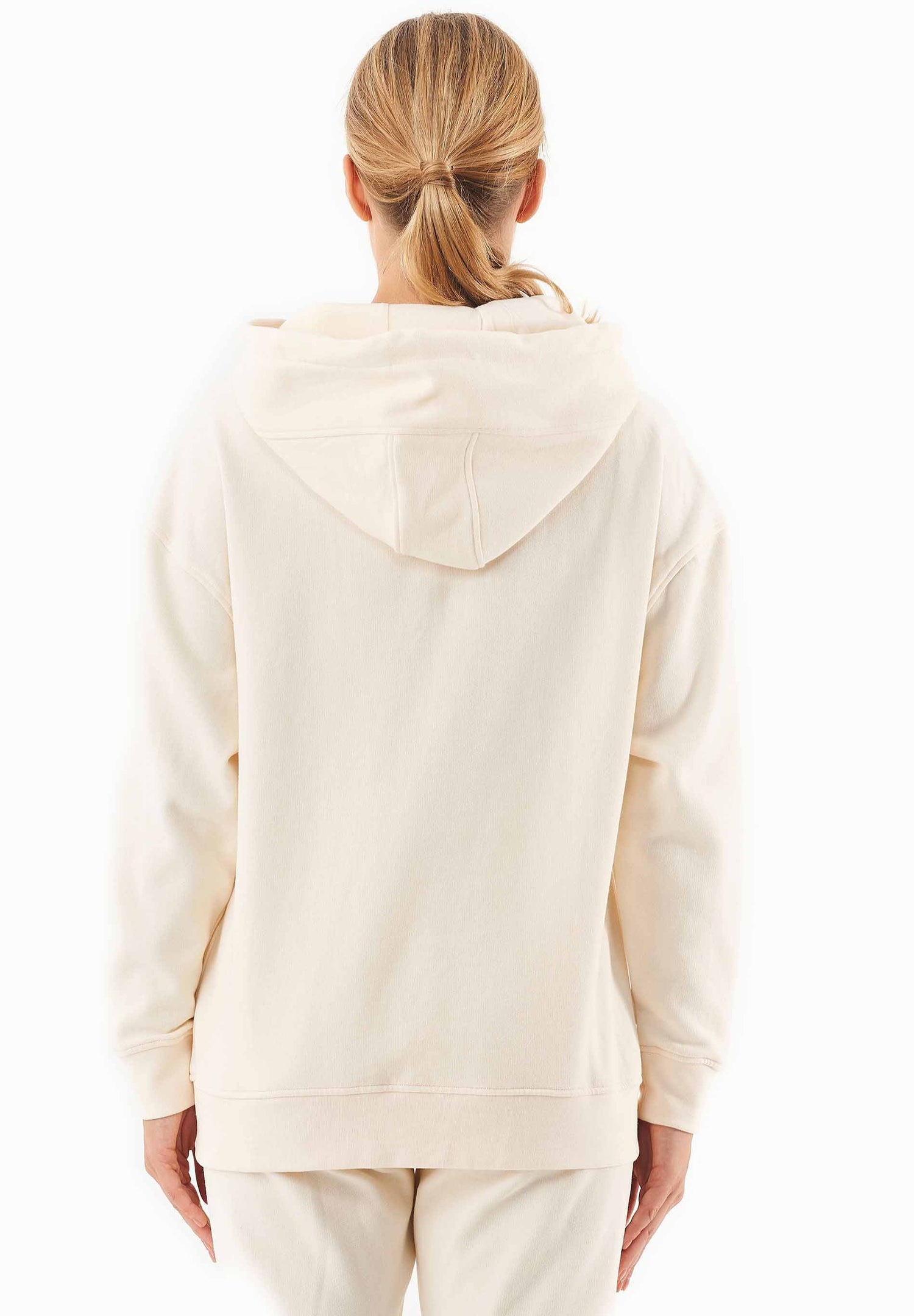 Quarter-zip Hoodie Gebroken wit