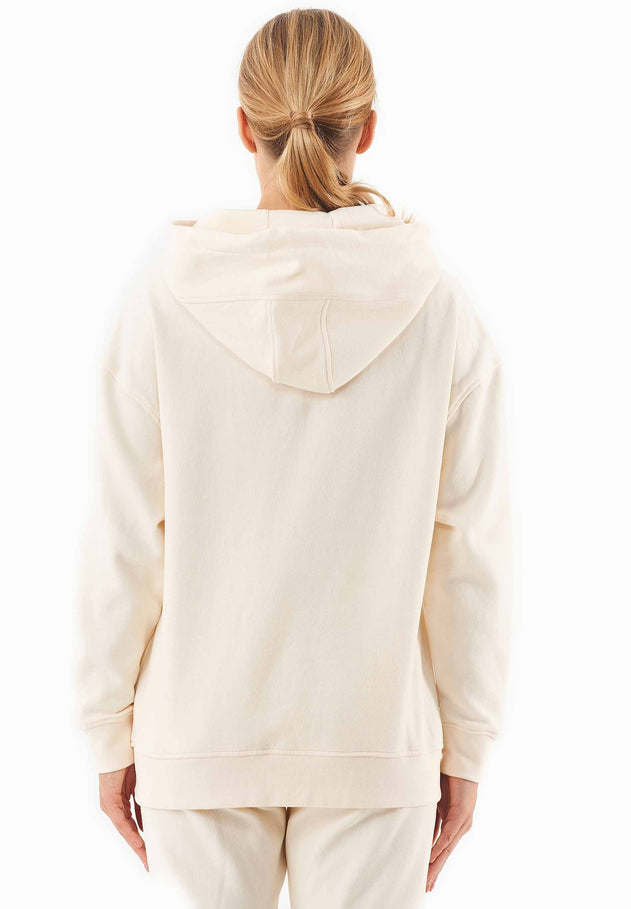 Quarter-zip Hoodie Gebroken wit