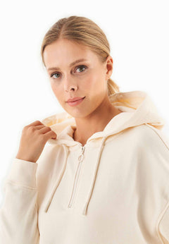 Quarter-Zip Organic Cotton Hoodie Off White