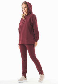 Balloon Sleeve Organic Cotton Hoodie Bordeaux