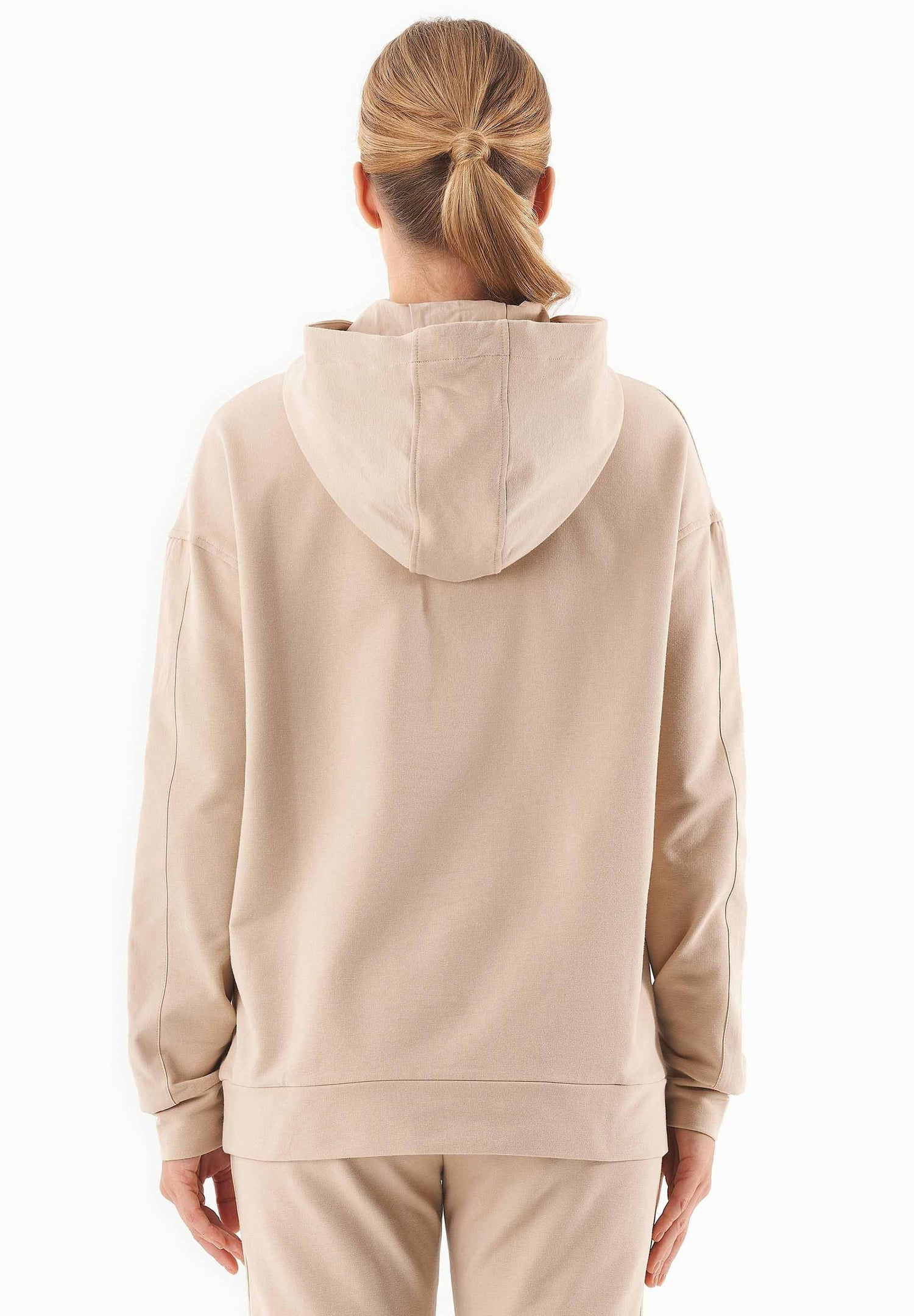 Dames Half-zip Hoodie Beige