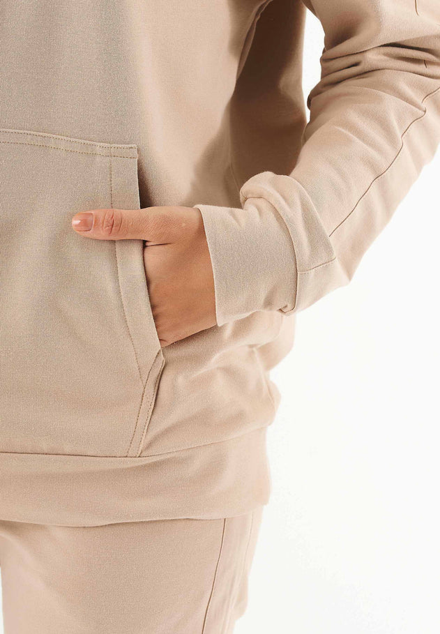 Dames Half-zip Hoodie Beige