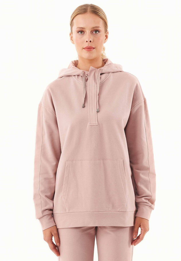Dames Half-zip Hoodie Misty Rose
