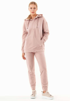Dames Half-zip Hoodie Misty Rose