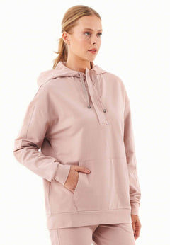 Dames Half-zip Hoodie Misty Rose