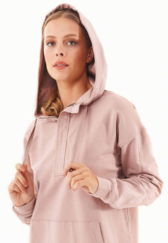 Dames Half-zip Hoodie Misty Rose