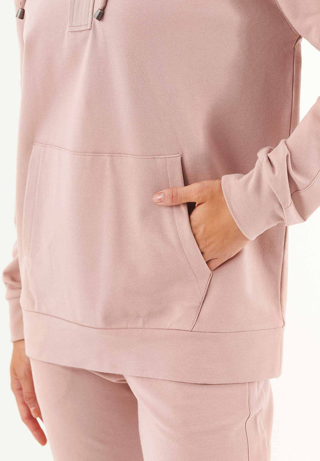 Dames Half-zip Hoodie Misty Rose