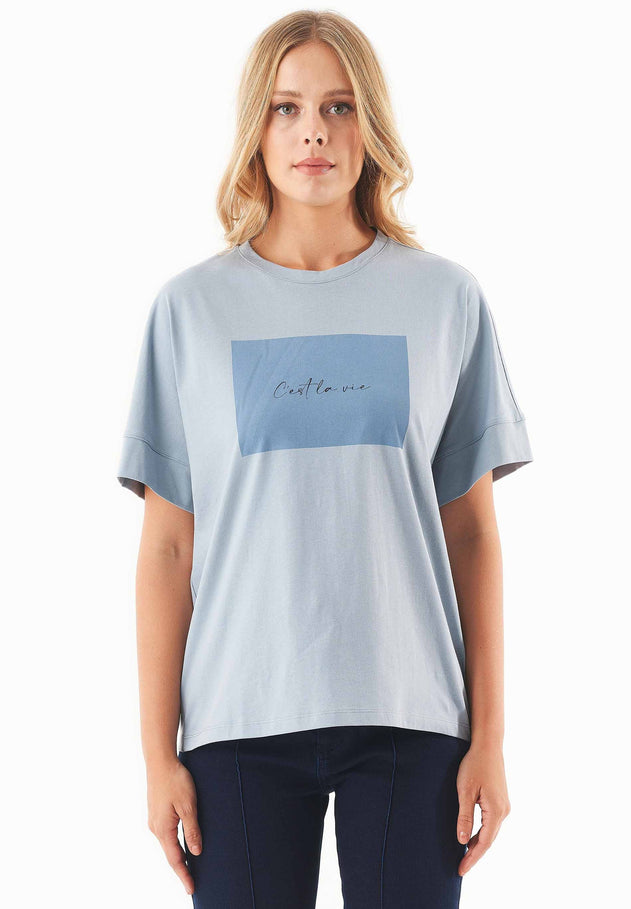 C'est La Vie T-shirt Dusty Blue