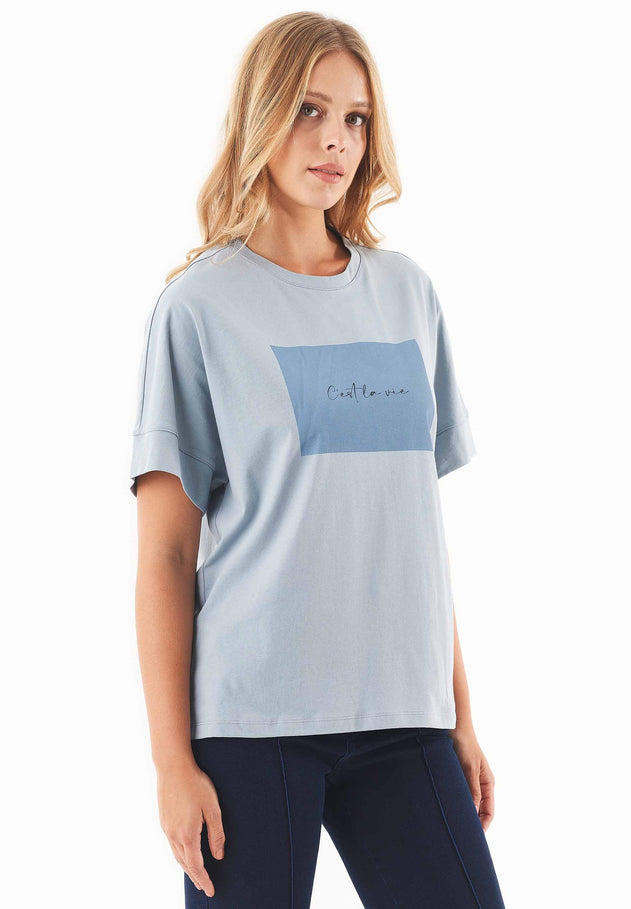 C'est La Vie T-shirt Dusty Blue