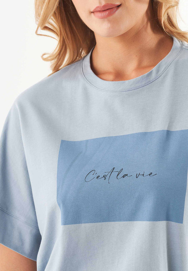 C'est La Vie T-shirt Dusty Blue