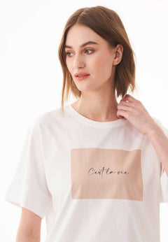 C'est la vie Organic Cotton T-Shirt Off White