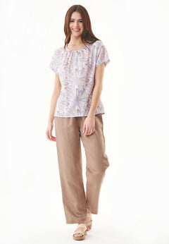 Casual Linen Blend Pants Deep Taupe
