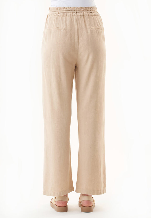 Linen-Viscose Blend Casual Pants Natural Sand