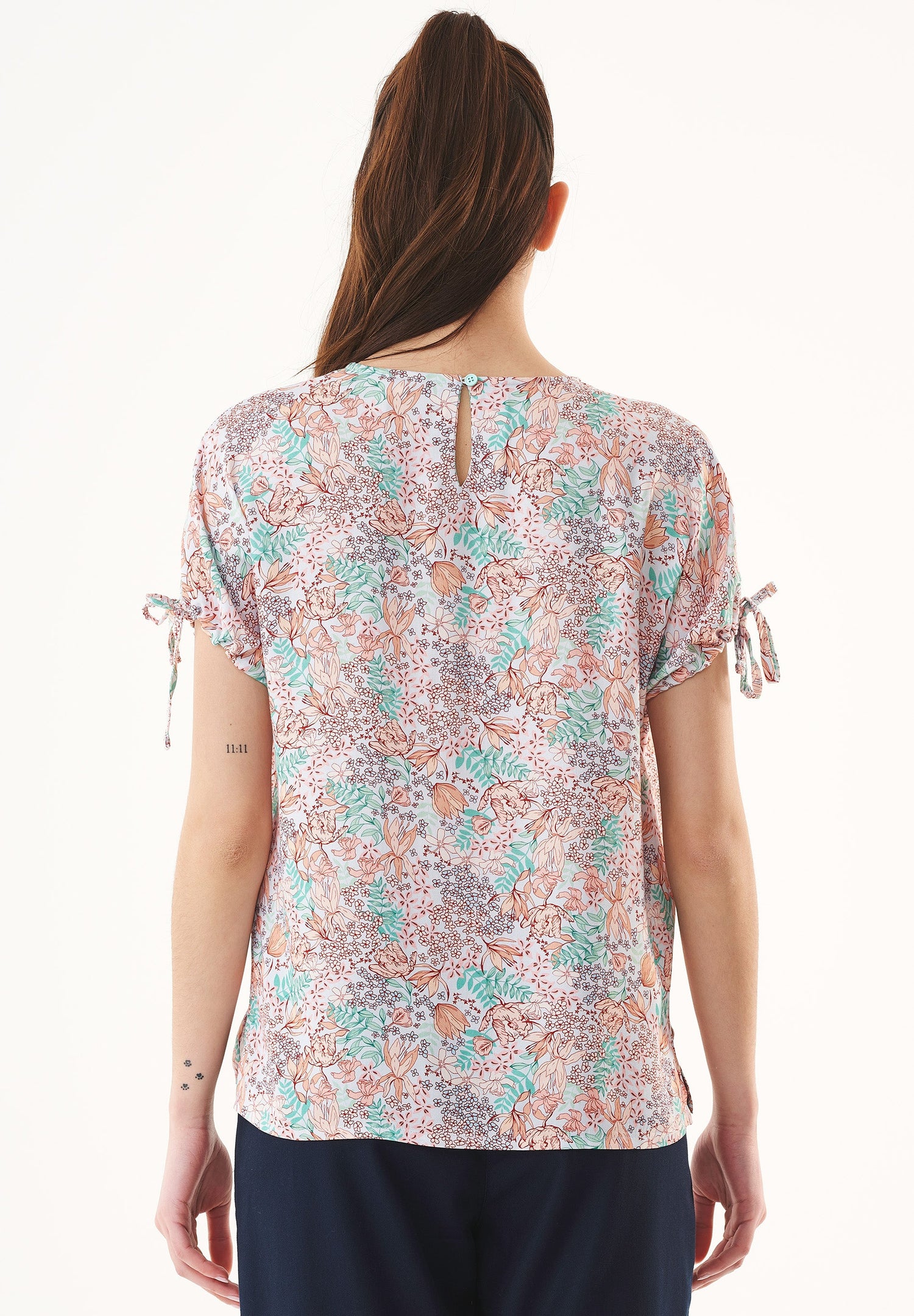 Short Sleeved Ecovero Blouse Multi Colour Flower