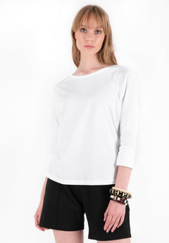 Women's 3/4 Sleeve Organic Cotton Top White