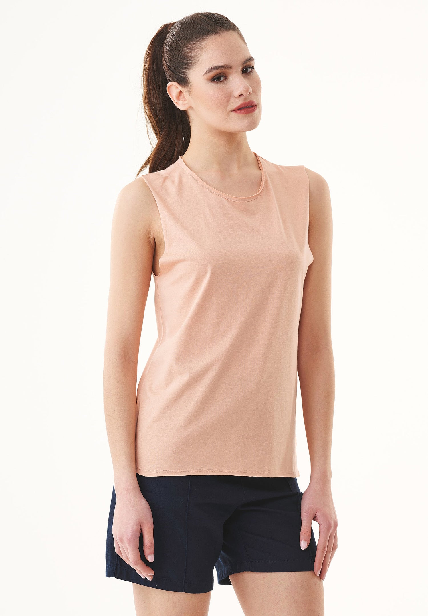 Modalmix Mouwloos Top Indian Tan