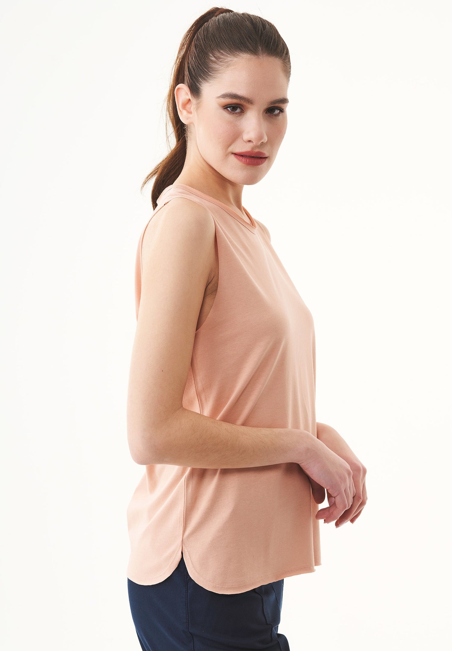 Modalmix Mouwloos Top Indian Tan