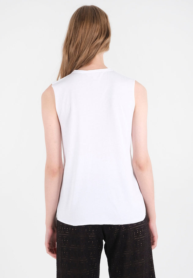 Modal Blend Sleeveless Top White