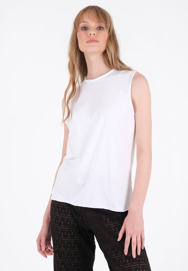 Modal Blend Sleeveless Top White