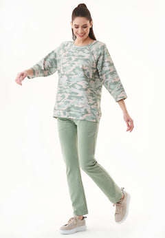 Organic Cotton 3/4 Sleeve Sweatshirt Camouflage