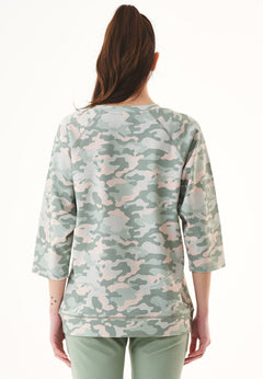 Organic Cotton 3/4 Sleeve Sweatshirt Camouflage