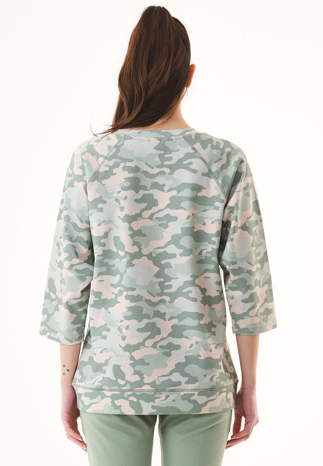 Organic Cotton 3/4 Sleeve Sweatshirt Camouflage
