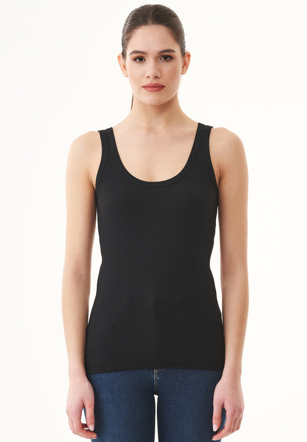 Ribbed Organic Cotton Tank Top Black