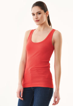 Geribbeld Tanktop Dusty Red