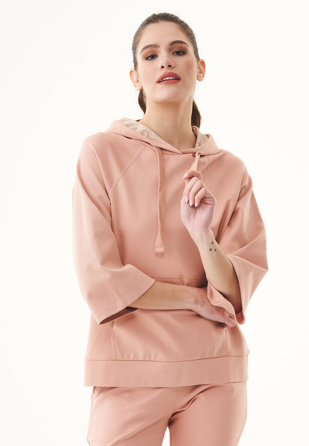 3/4-mouw Hoodie Dusty Blush