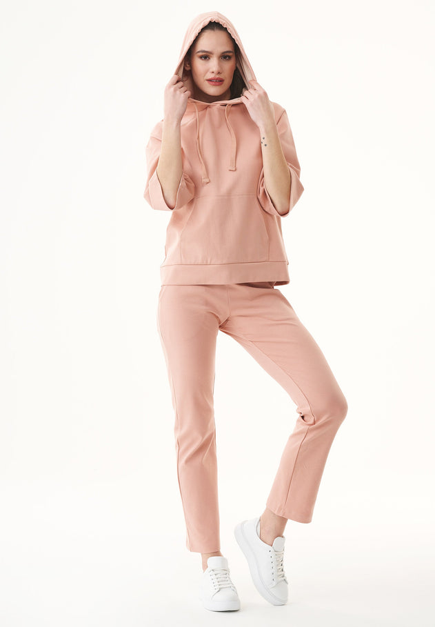 3/4-mouw Hoodie Dusty Blush