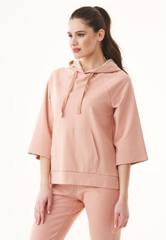 3/4-mouw Hoodie Dusty Blush