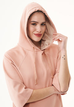 3/4-mouw Hoodie Dusty Blush