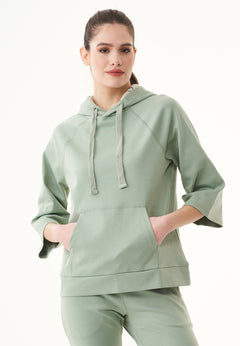 3/4-mouw Hoodie Dusty Olive