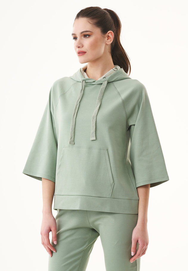3/4-mouw Hoodie Dusty Olive