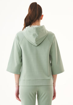 3/4-mouw Hoodie Dusty Olive
