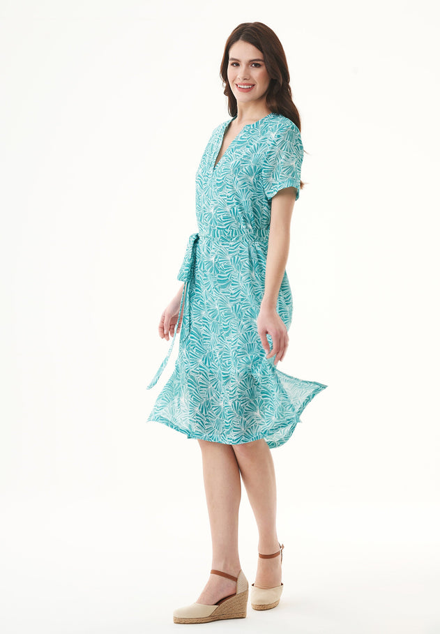 Met ceintuur Voile Emerald Flower Jurk